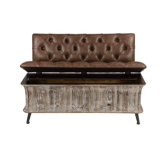 Brown Chinese Fir Rustic Bench, 32" x 47" x 20"